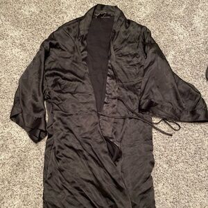 Elegant Black Satin Robe Victoria’s Secret